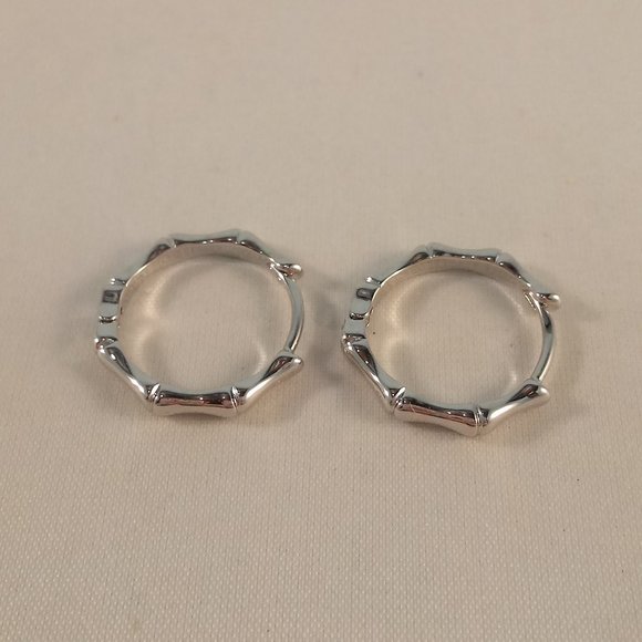 925 Silver Bamboo Bone Carved Shape Hoop Earrings 18mm Women's Party Gift - Picture 2 of 4